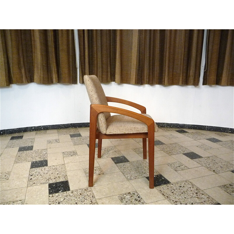 Fauteuil Korup Design danois en teck et laine beige, Kai KRISTIANSEN - 1960