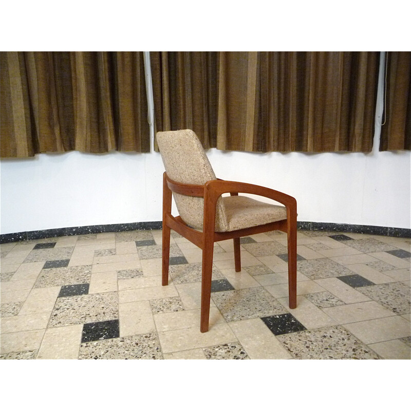Danish Korup Design armchair in teak and beige wool, Kai KRISTIANSEN - 1960s
