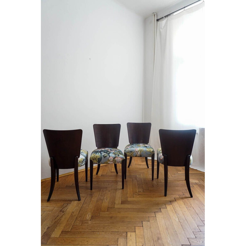 Set of 4 vintage art deco chairs by Jindrich Halabala for Up Zavody 1940s