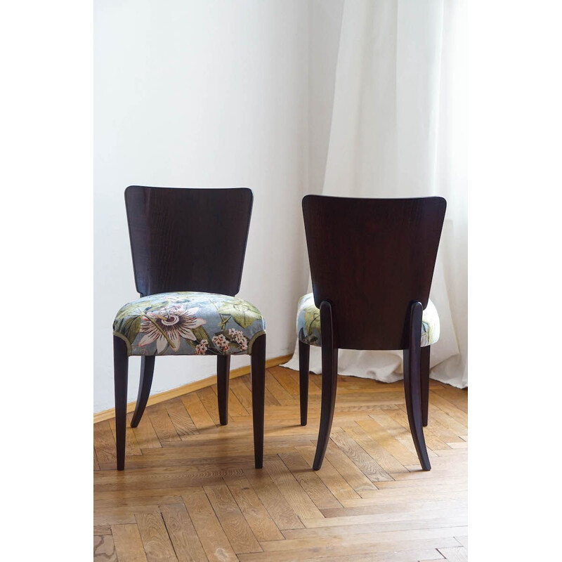 Set of 4 vintage art deco chairs by Jindrich Halabala for Up Zavody 1940s