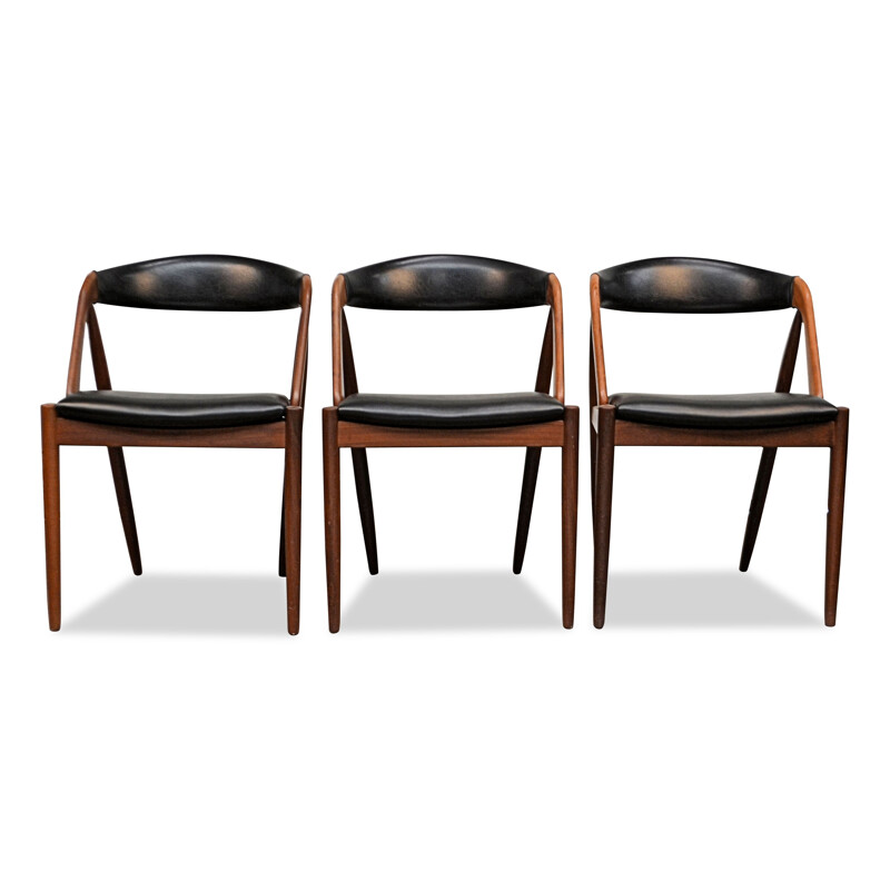 Set of 3 vintage teak chairs model 31 by Kai Kristiansen for Schou Mobelfrabrik 1960s