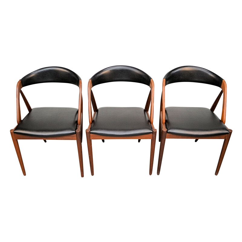 Set of 3 vintage teak chairs model 31 by Kai Kristiansen for Schou Mobelfrabrik 1960s
