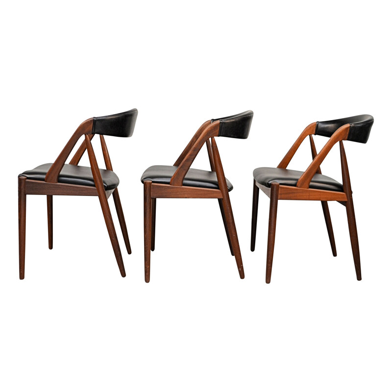 Set of 3 vintage teak chairs model 31 by Kai Kristiansen for Schou Mobelfrabrik 1960s