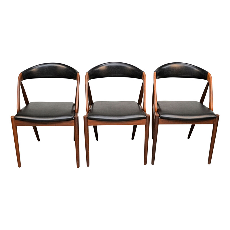 Set of 3 vintage teak chairs model 31 by Kai Kristiansen for Schou Mobelfrabrik 1960s