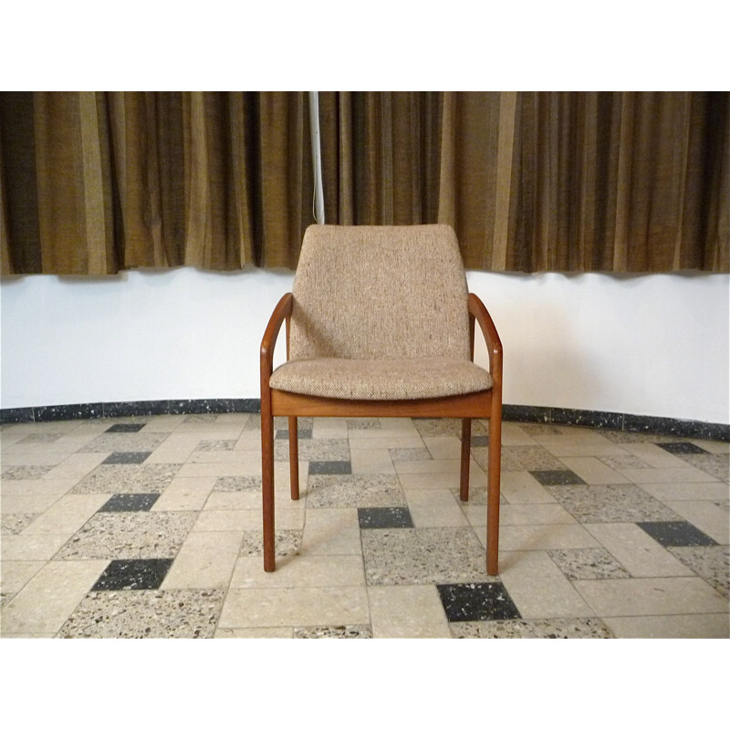 Danish Korup Design armchair in teak and beige wool, Kai KRISTIANSEN - 1960s