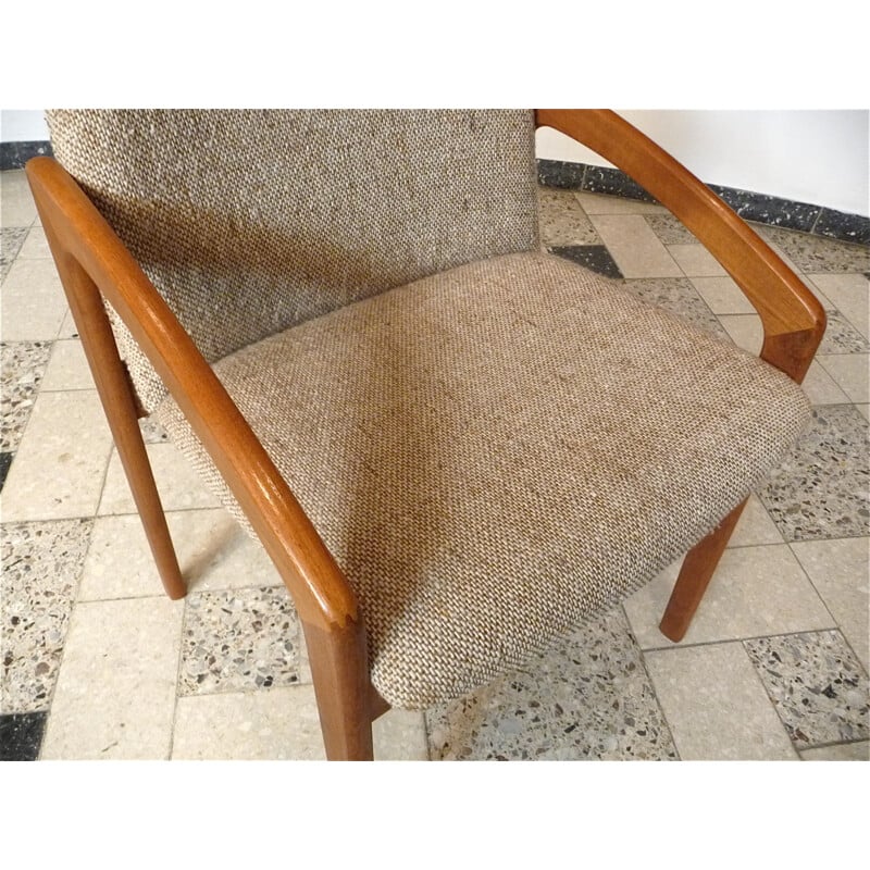 Danish Korup Design armchair in teak and beige wool, Kai KRISTIANSEN - 1960s