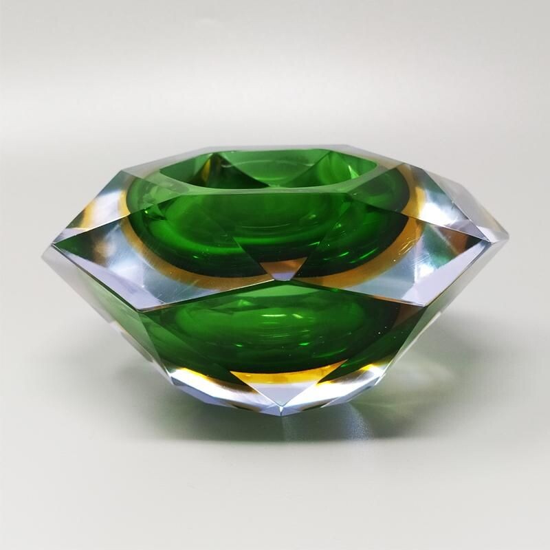 Vintage Big Green Ashtray or Catch-All By Flavio Poli for Seguso, Italy 1960s