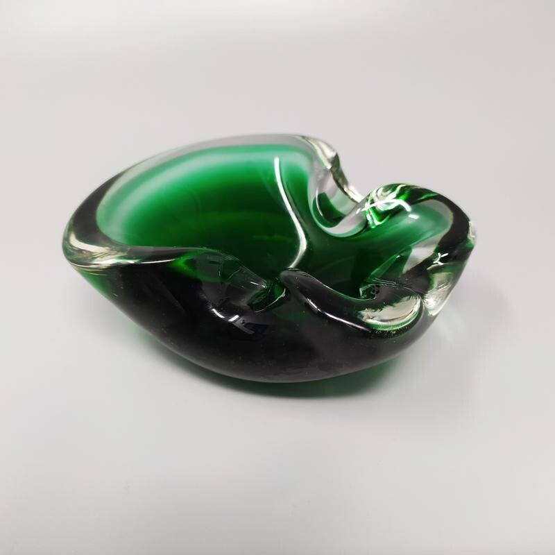Taça verde Vintage ou catch-all de Flavio Poli para Seguso em vidro Murano 1960