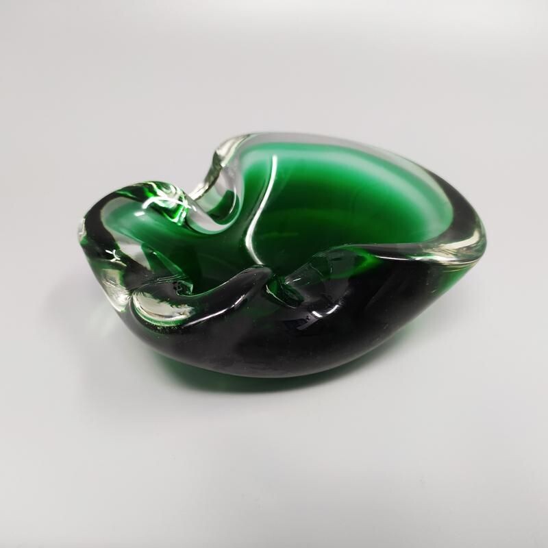 Vintage Green Bowl or Catch-All By Flavio Poli for Seguso in Murano Glass 1960s