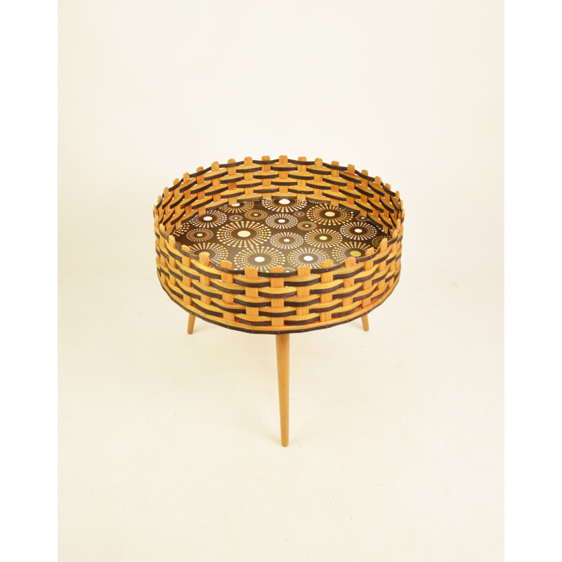 Vintage rattan flowerpot 1970s