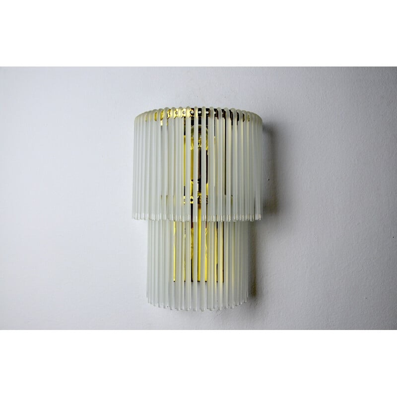 Vintage Venini 2 tier wall lamp, Italy 1970s