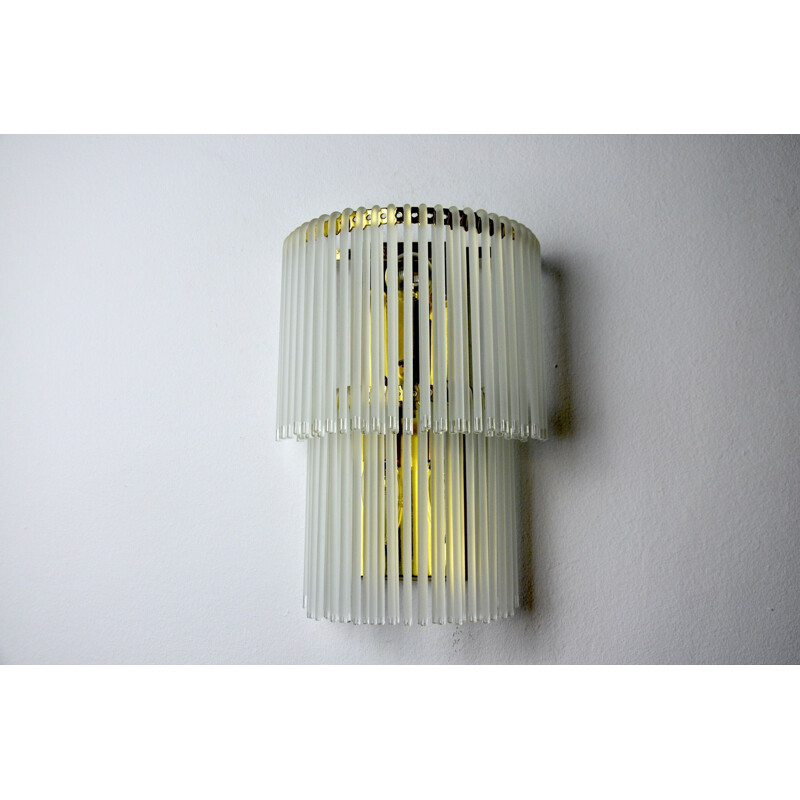 Vintage Venini 2 tier wall lamp, Italy 1970s
