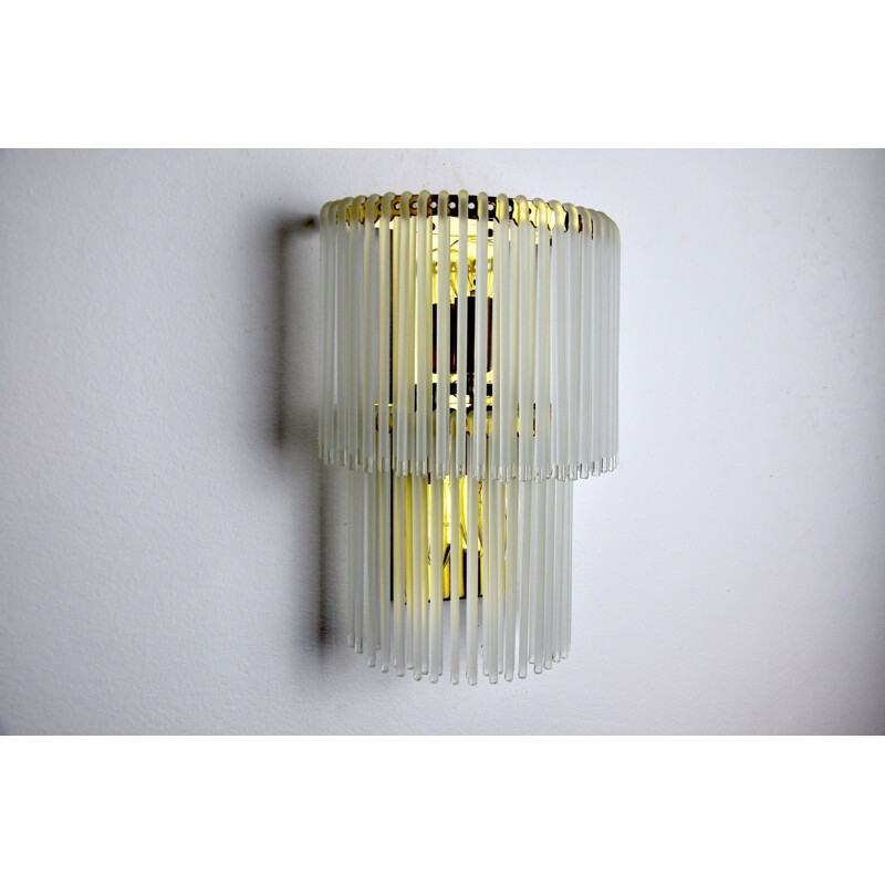 Vintage Venini 2 tier wall lamp, Italy 1970s