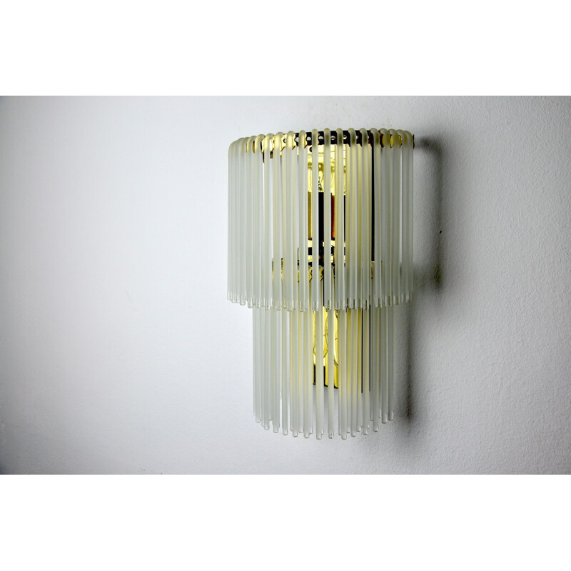 Vintage Venini 2 tier wall lamp, Italy 1970s