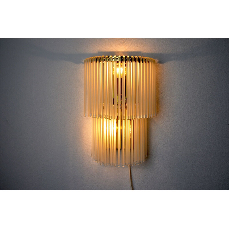 Vintage Venini 2 tier wall lamp, Italy 1970s