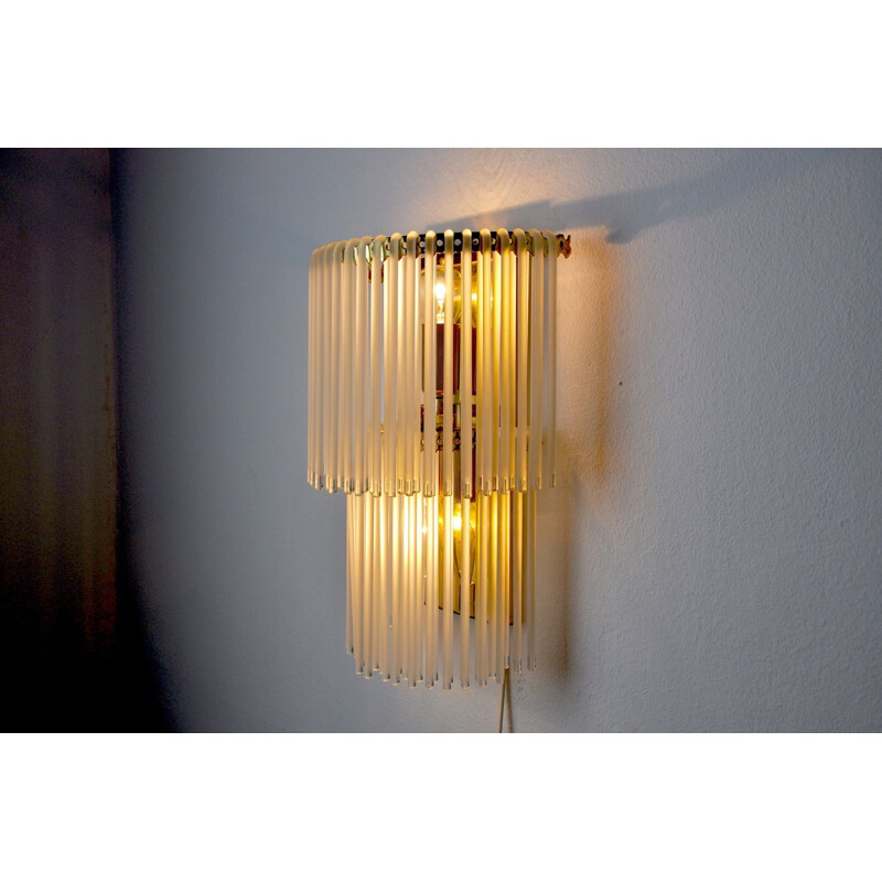 Vintage Venini 2 tier wall lamp, Italy 1970s