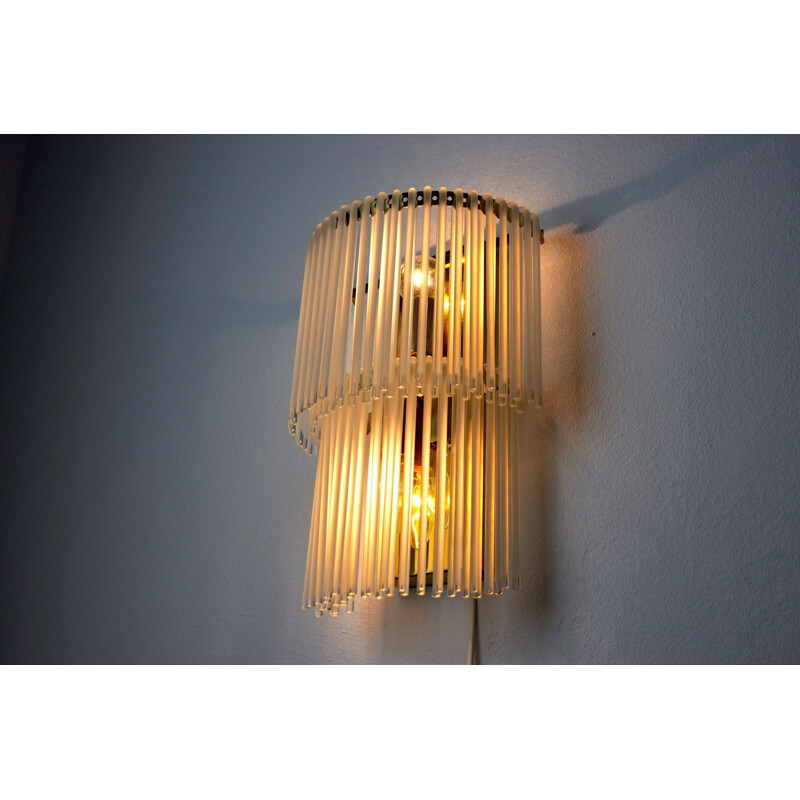 Vintage Venini 2 tier wall lamp, Italy 1970s