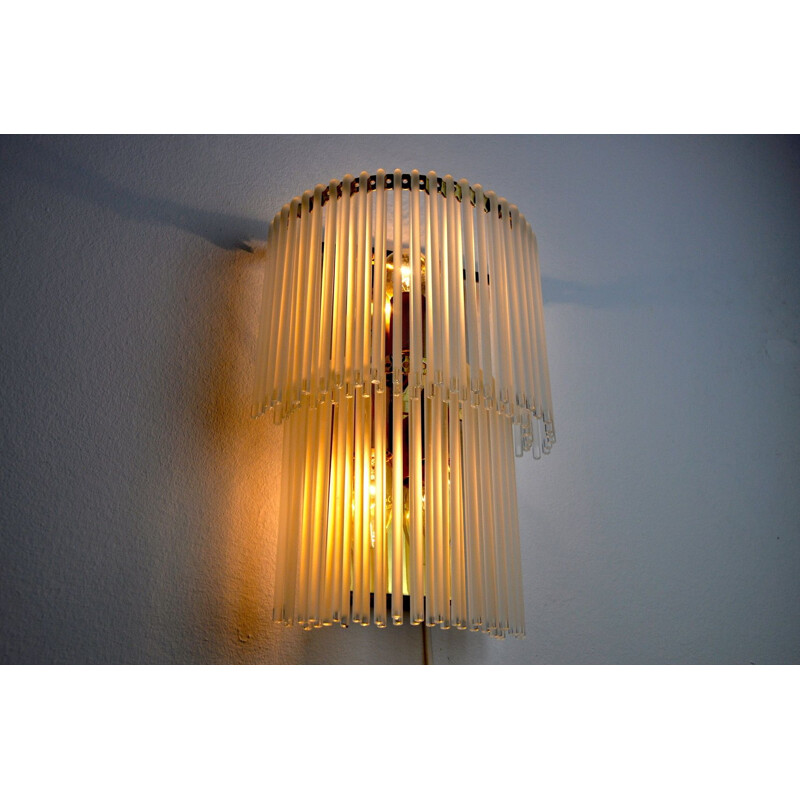 Vintage Venini 2 tier wall lamp, Italy 1970s