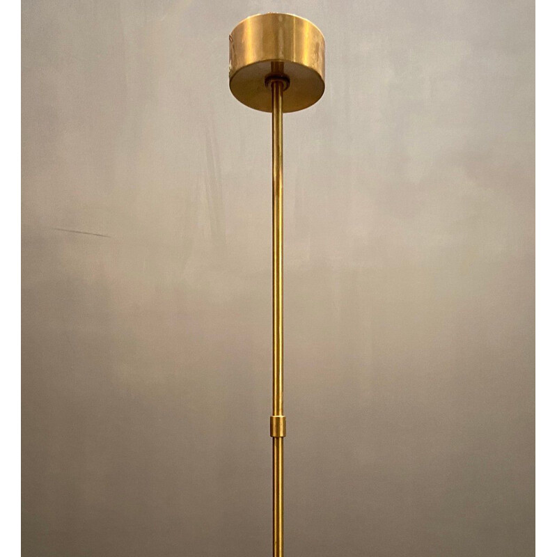 Lampadario vintage in ottone e cromo di Gaetano Sciolari 1970