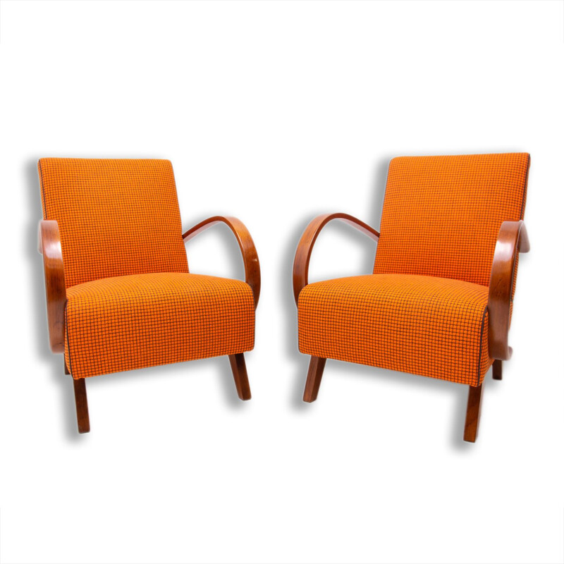 Pair of vintage bentwood armchairs by Jindřich Halabala for UP Závody 1950s