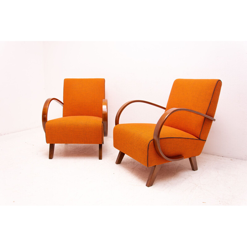 Pair of vintage bentwood armchairs by Jindřich Halabala for UP Závody 1950s