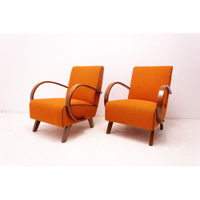 Pair of vintage bentwood armchairs by Jindřich Halabala for UP Závody 1950s