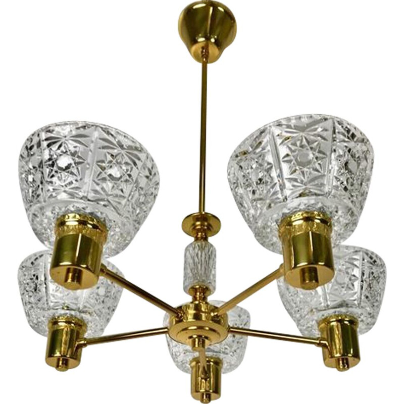 Vintage crystal chandelier by Carl Fagerlund, Sweden 1960