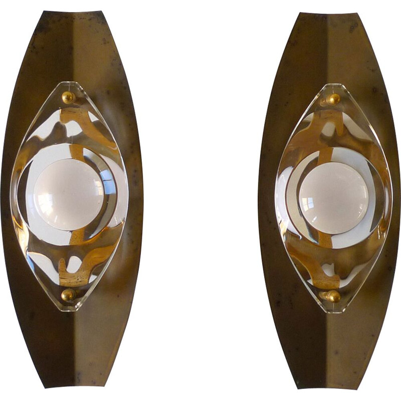 Pair of vintage sconces by Oscar Torlasco for Stilkronen, Italy 1950