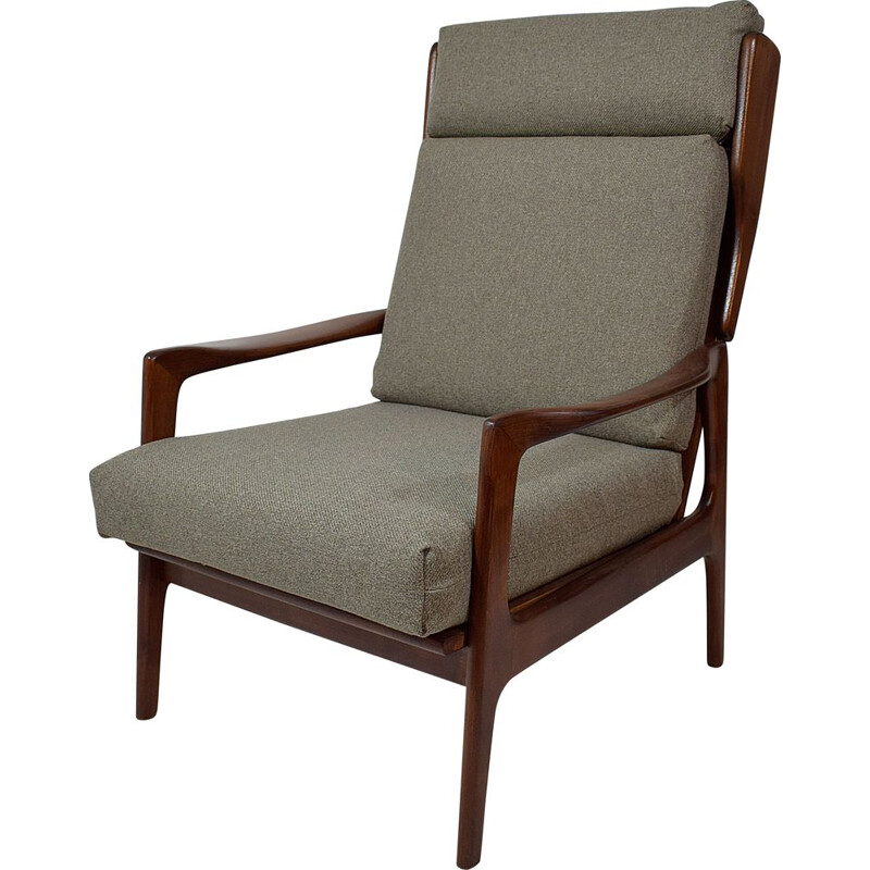 Vintage high back teak armchair by Niels Eilersen, Scandinavian 1960s