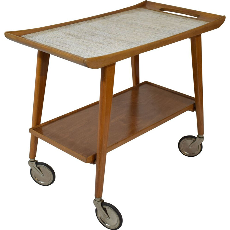 Vintage wooden trolley, Scandinavian 1960s