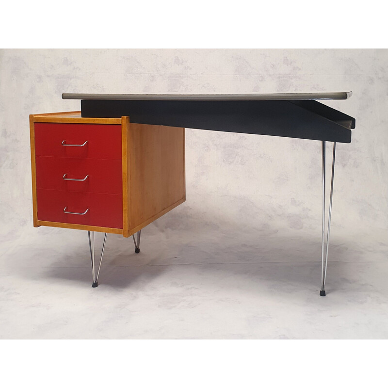 Vintage painted wood desk by Cees Braakman for Pastoe 1950s