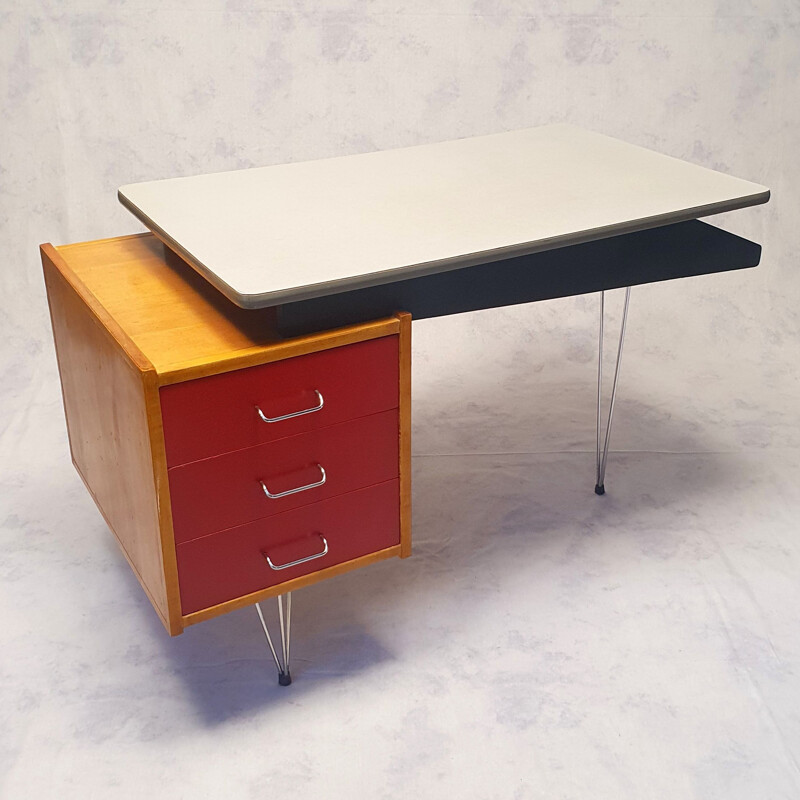 Vintage painted wood desk by Cees Braakman for Pastoe 1950s