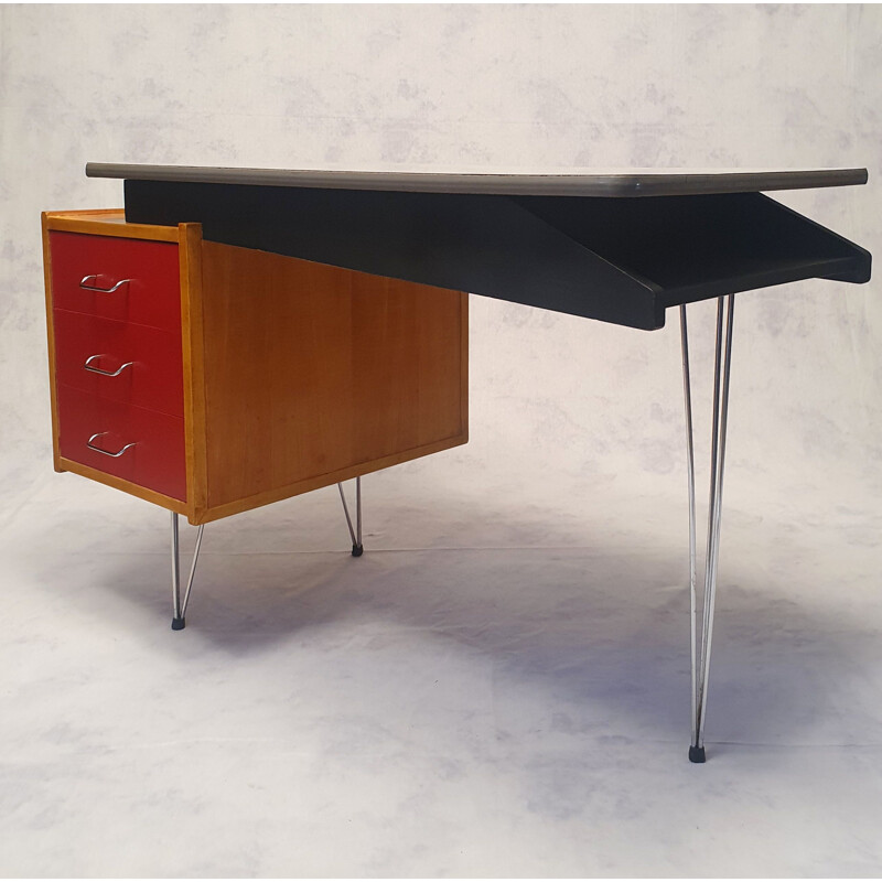 Bureau vintage en bois peint de Cees Braakman Pour Pastoe 1950