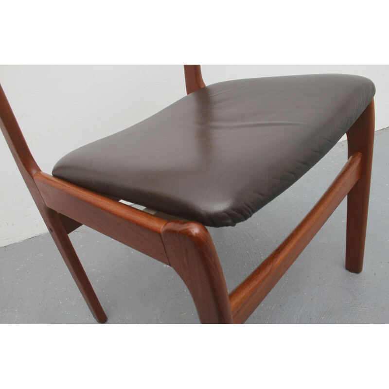 Set of 6 vintage dining chairs teak leather by Erik Buch