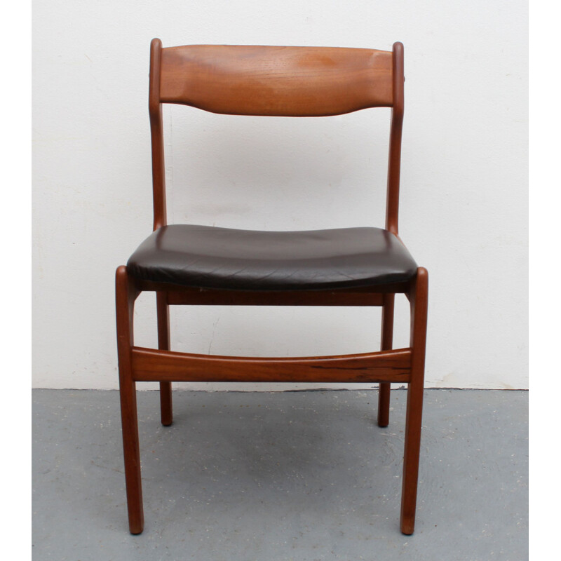 Set of 6 vintage dining chairs teak leather by Erik Buch