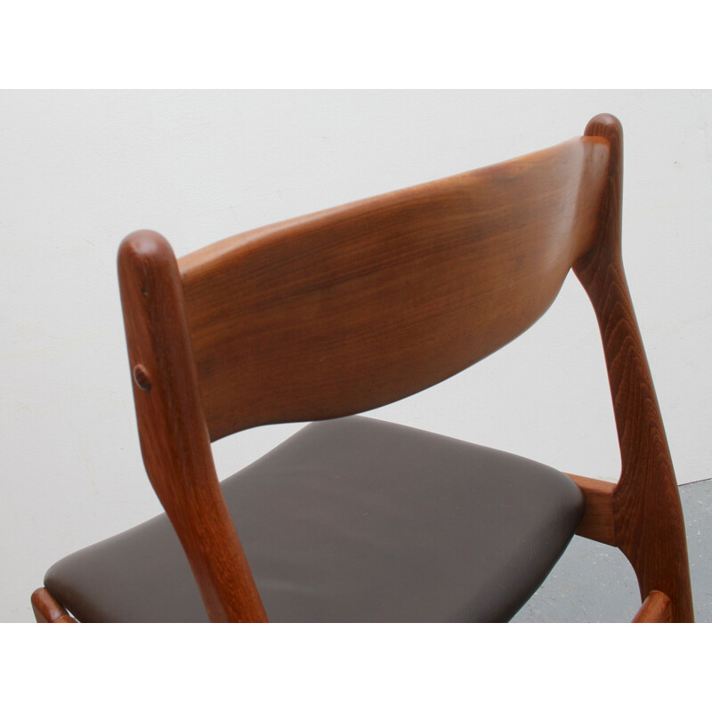 Set di 6 sedie vintage in pelle di teak di Erik Buch