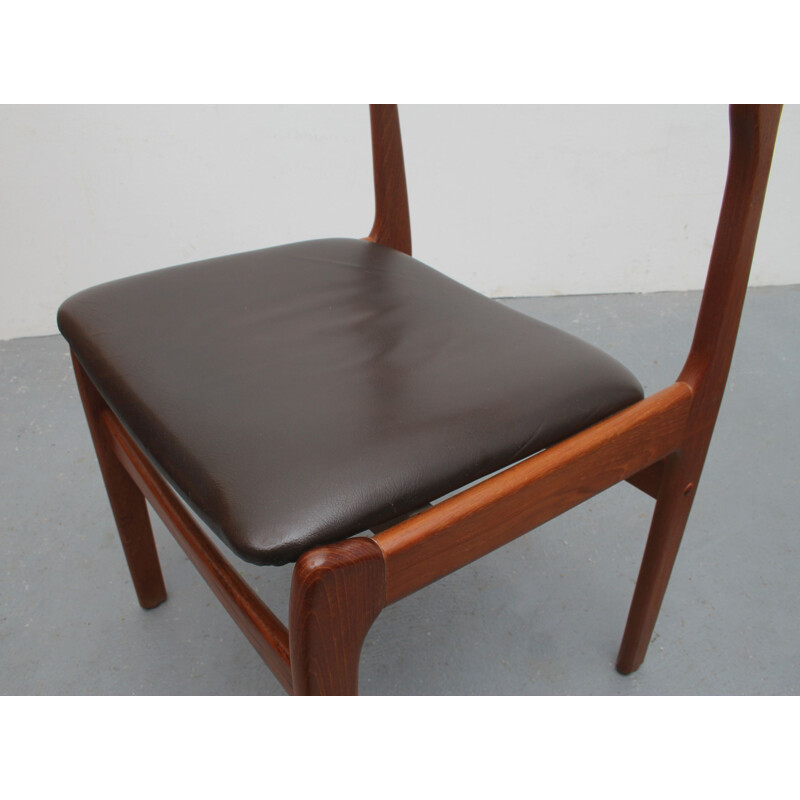 Set of 6 vintage dining chairs teak leather by Erik Buch