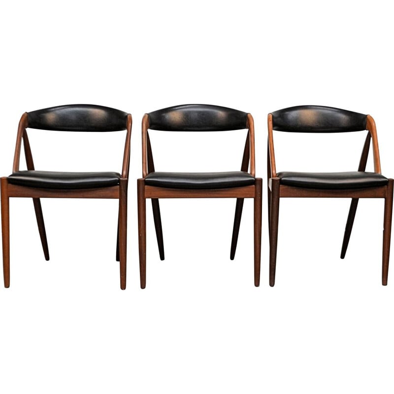 Set of 3 vintage teak chairs model 31 by Kai Kristiansen for Schou Mobelfrabrik 1960s