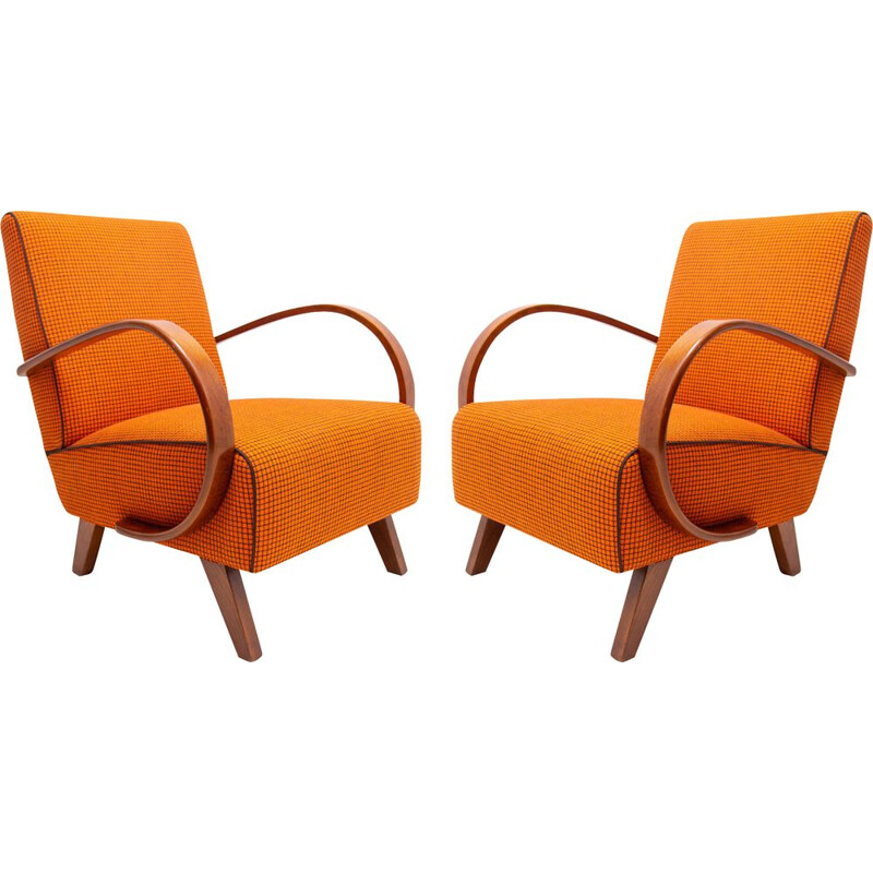 Pair of vintage bentwood armchairs by Jindřich Halabala for UP Závody 1950s