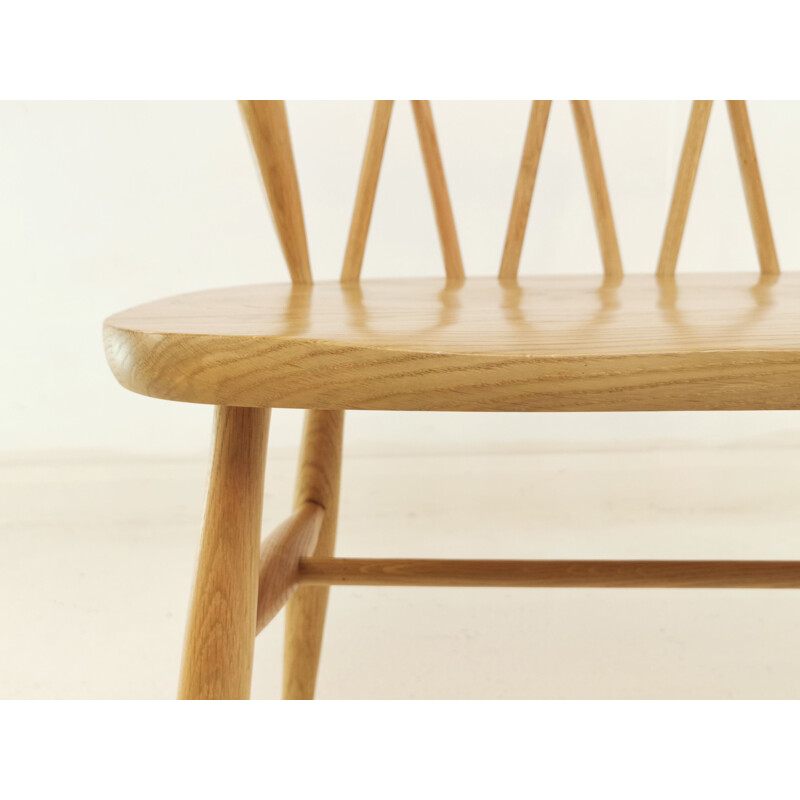 Vintage modern bench in blond elm by Ercol