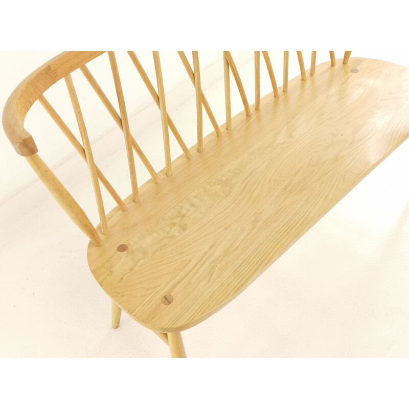 Vintage modern bench in blond elm by Ercol