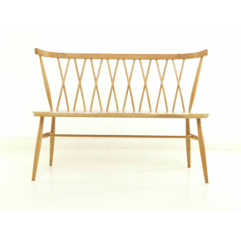 Vintage modern bench in blond elm by Ercol