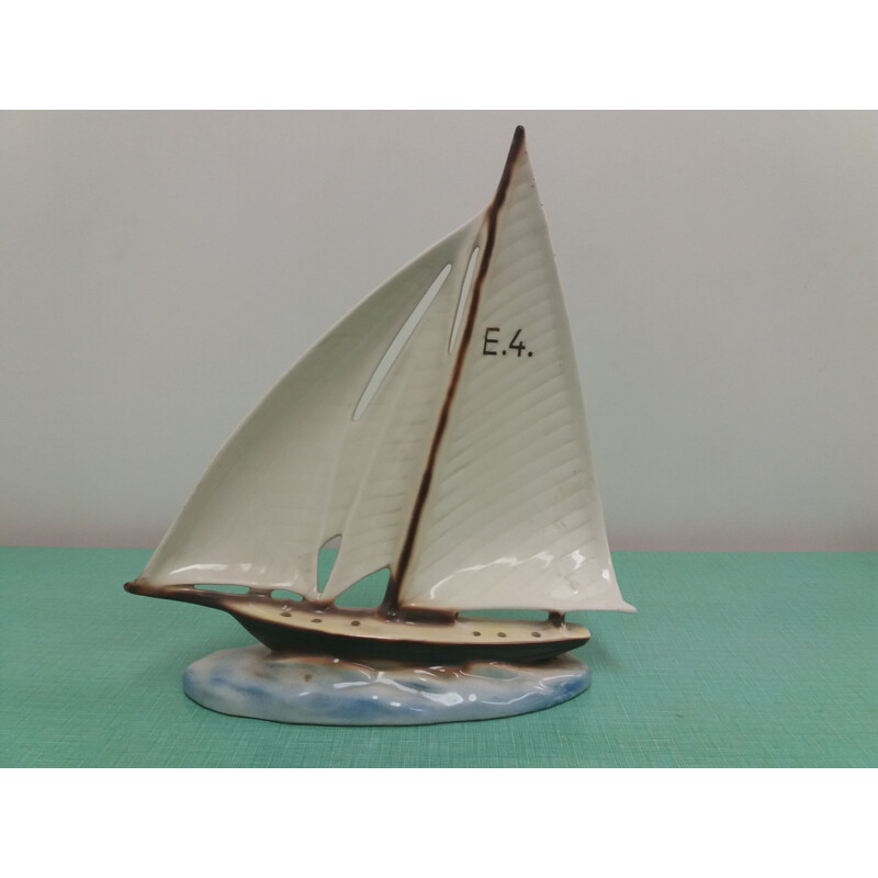 Vintage ceramic sailboat, Czechoslovakia 1935