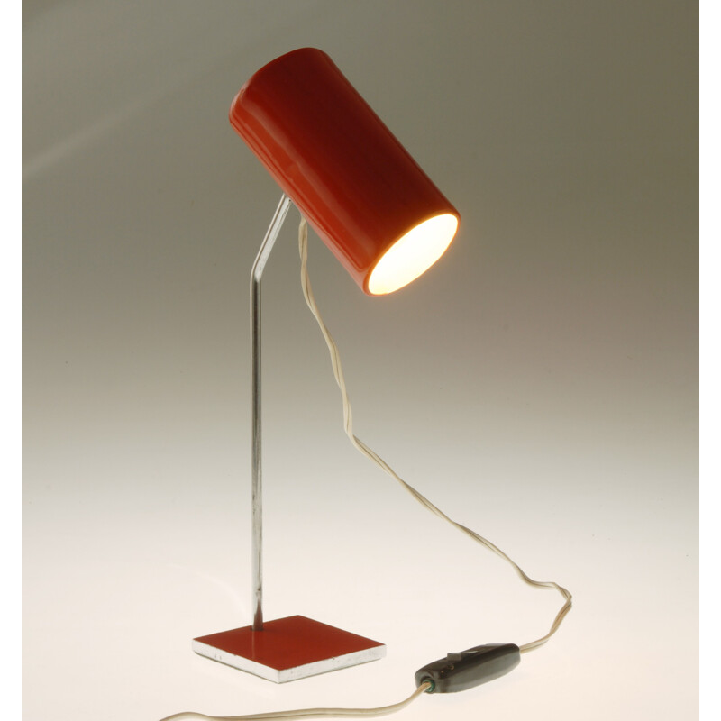 Lidokov desk lamp in red metal, Josef HURKA - 1960s