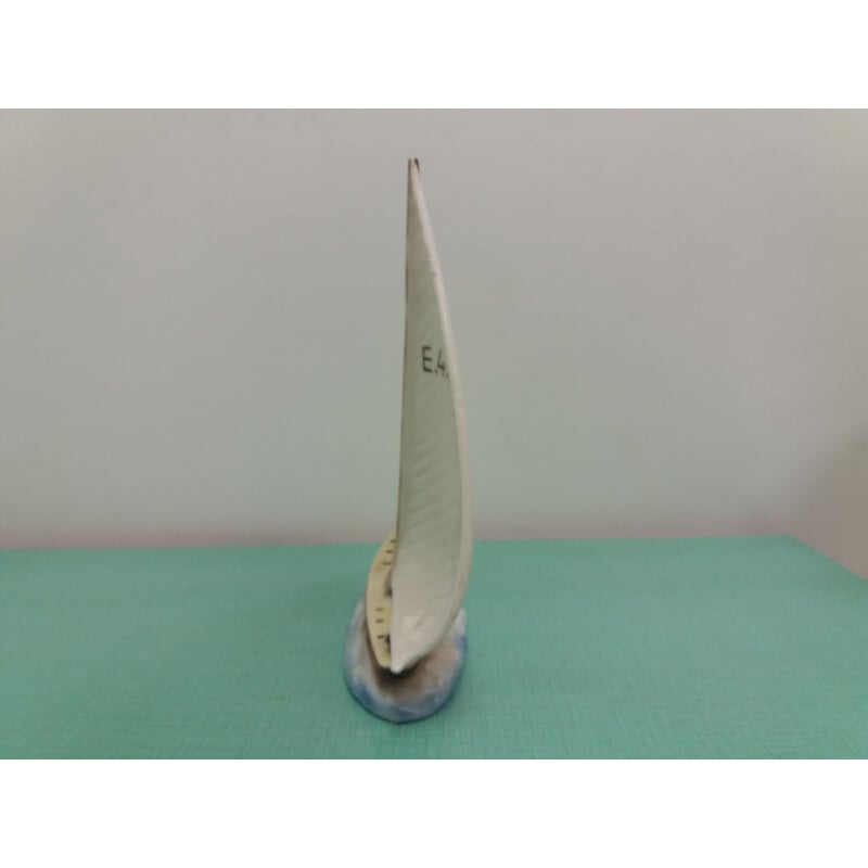 Vintage ceramic sailboat, Czechoslovakia 1935