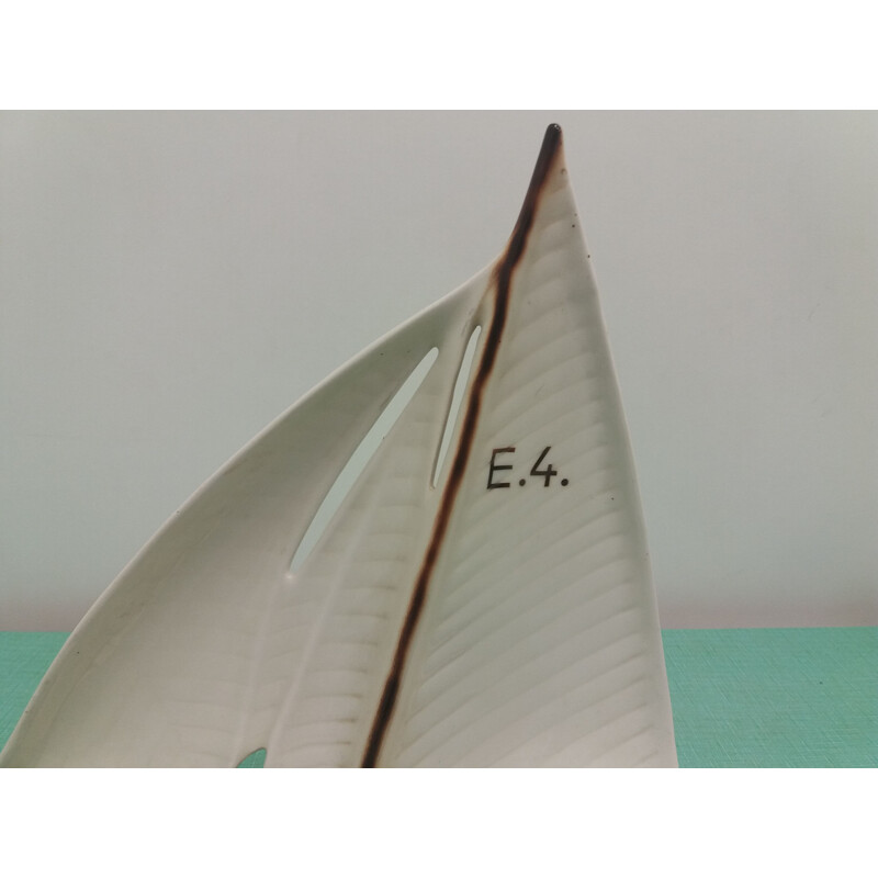 Vintage ceramic sailboat, Czechoslovakia 1935