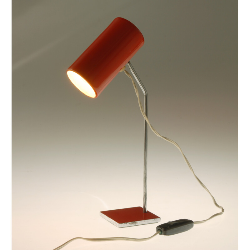 Lidokov desk lamp in red metal, Josef HURKA - 1960s