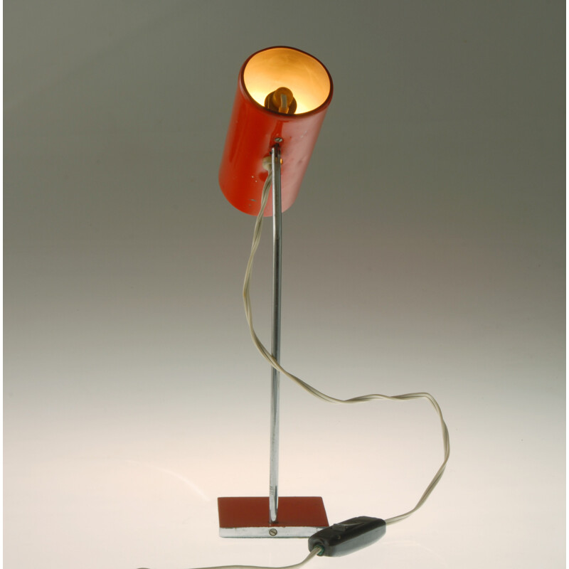 Lidokov desk lamp in red metal, Josef HURKA - 1960s