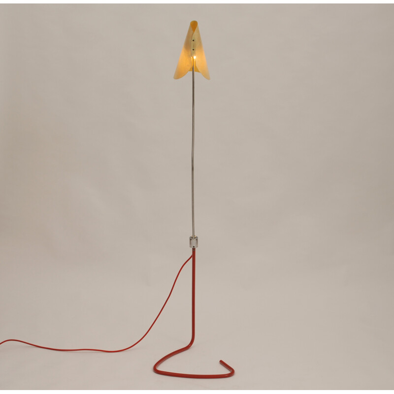 Czech Napako floor lamp in red metal, Josef HURKA - 1960s