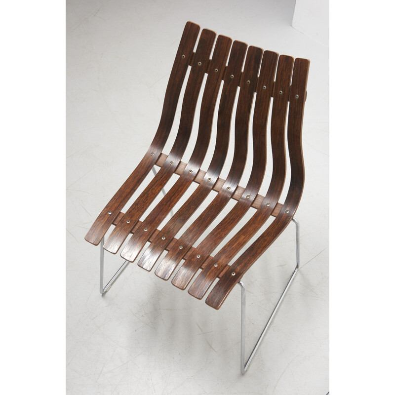 Pair of vintage slatted chairs by Hans Brattrud for Hove Mobler, Norway 1960